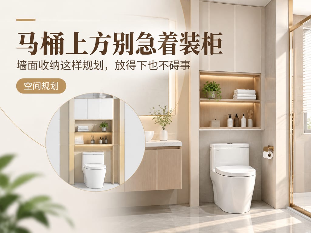 马桶上方别急着装柜:墙面收纳这样规划,放得下也不碍事