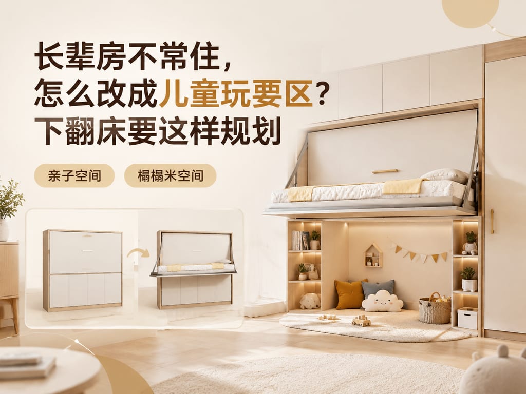 长辈房不常住,怎么改成儿童玩耍区?下翻床要这样规划