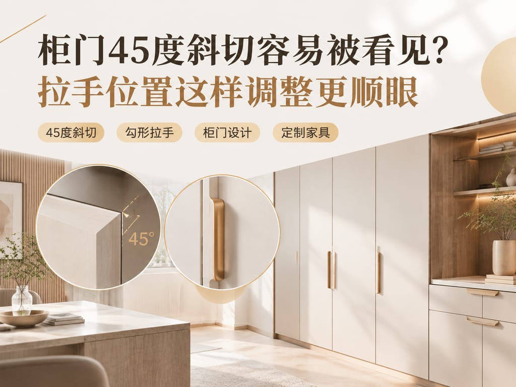 柜门45度斜切容易被看见?拉手位置这样调整更顺眼