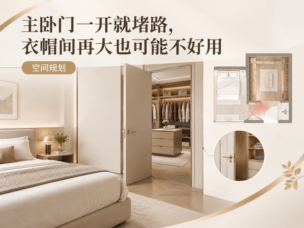 主卧门一开就堵路,衣帽间再大也可能不好用