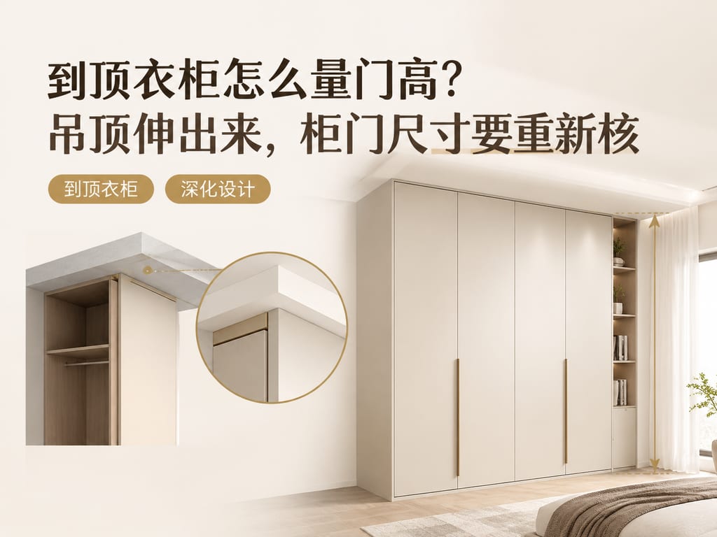 到顶衣柜怎么量门高?吊顶伸出来,柜门尺寸要重新核