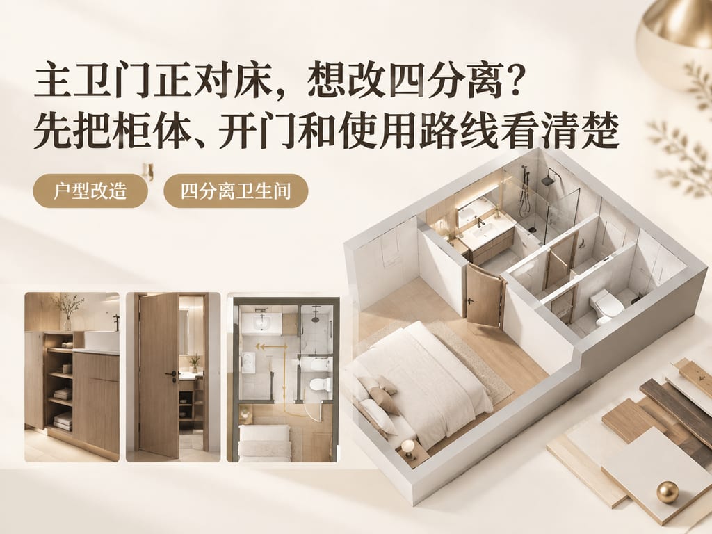 主卫门正对床,想改四分离?先把柜体、开门和使用路线看清楚