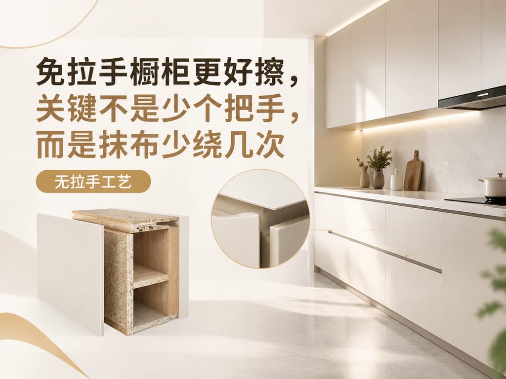 免拉手橱柜更好擦,关键不是少个把手,而是抹布少绕几次
