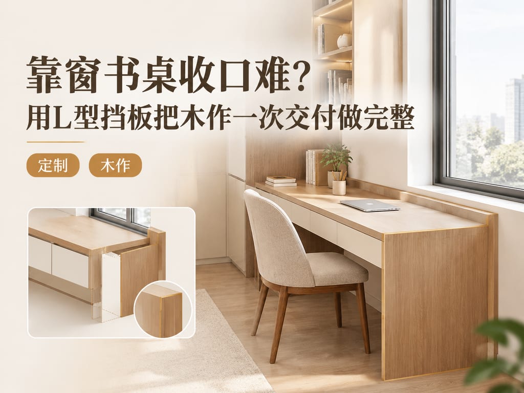 靠窗书桌收口难?用L型挡板把木作一次交付做完整