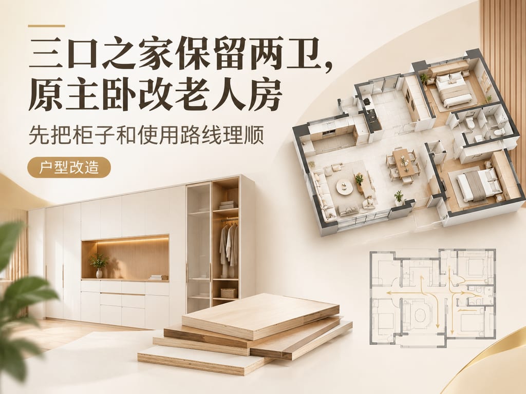 三口之家保留两卫,原主卧改老人房:先把柜子和使用路线理顺