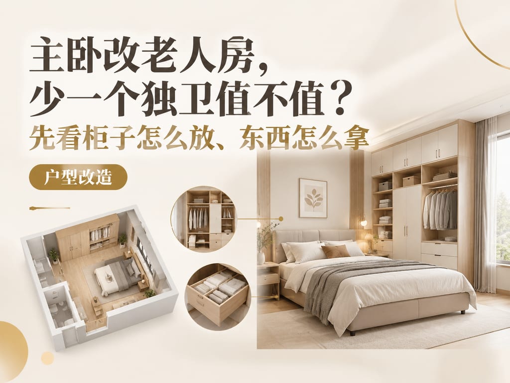 主卧改老人房,少一个独卫值不值?先看柜子怎么放、东西怎么拿