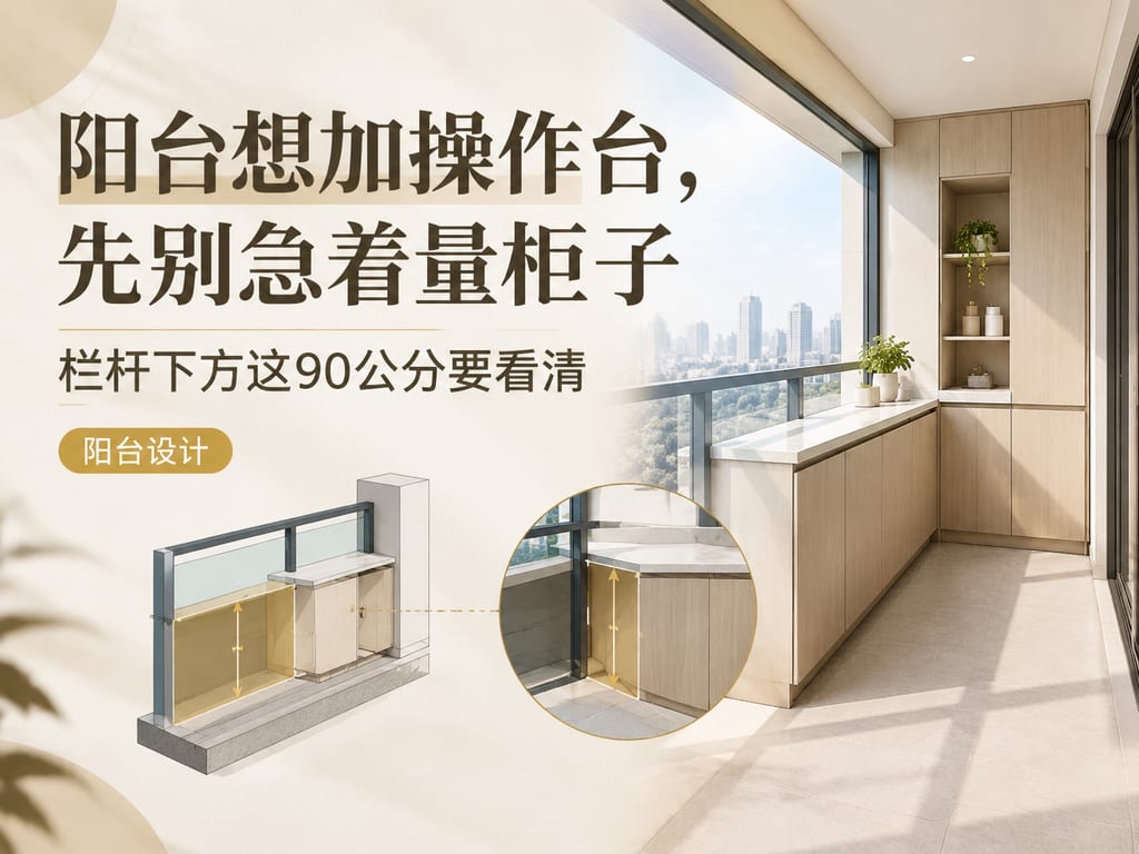 阳台想加操作台,先别急着量柜子:栏杆下方这90公分要看清