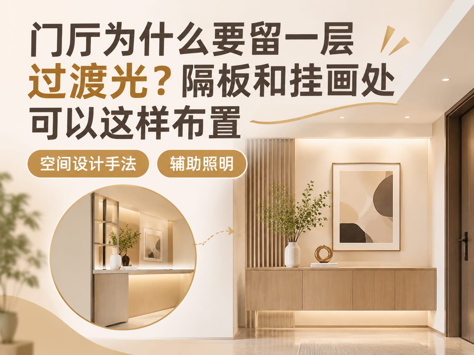 门厅为什么要留一层过渡光?隔板和挂画处可以这样布置