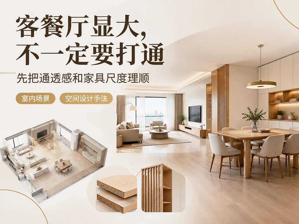 客餐厅显大,不一定要打通:先把通透感和家具尺度理顺