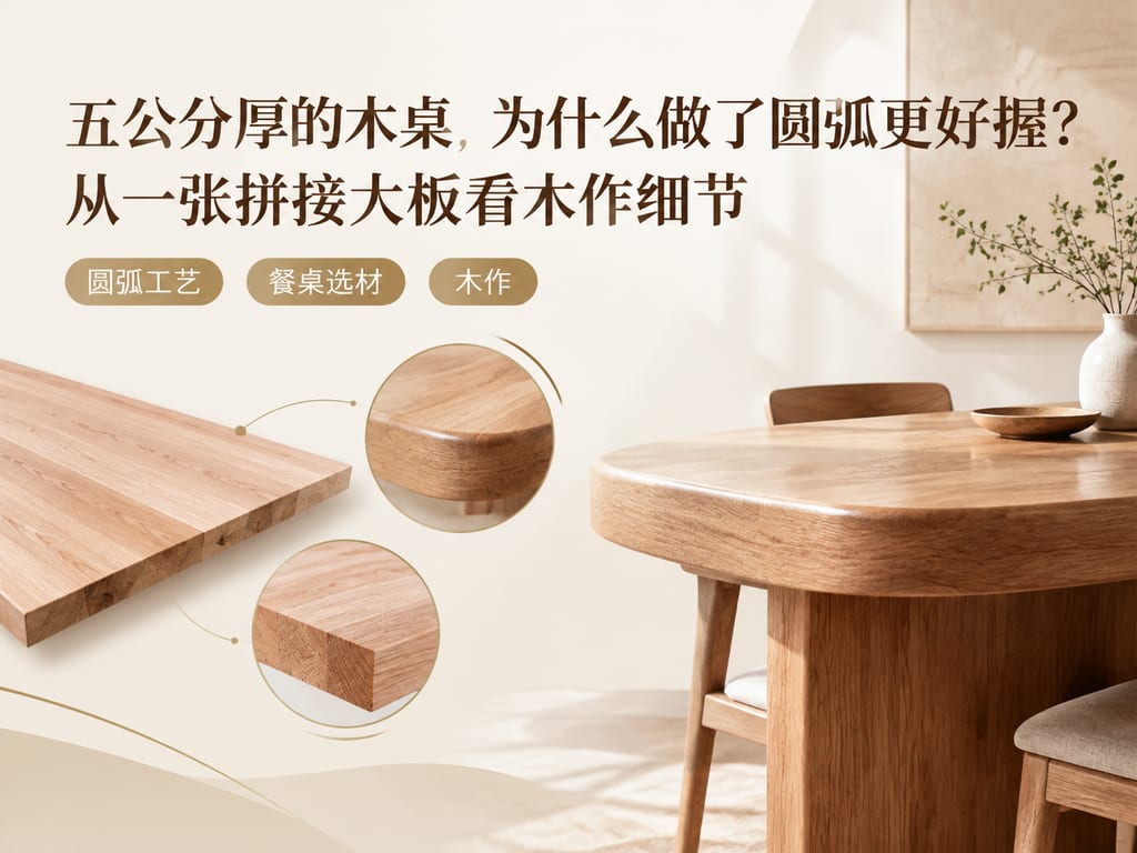 五公分厚的木桌,为什么做了圆弧更好握?从一张拼接大板看木作细节