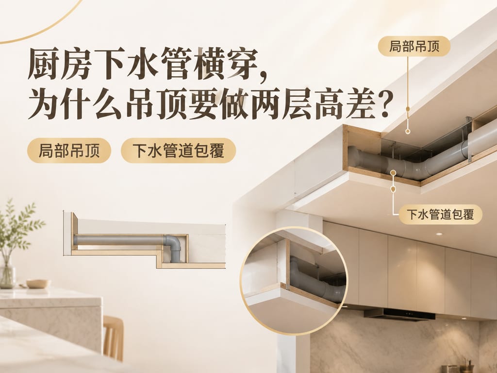 厨房下水管横穿,为什么吊顶要做两层高差?