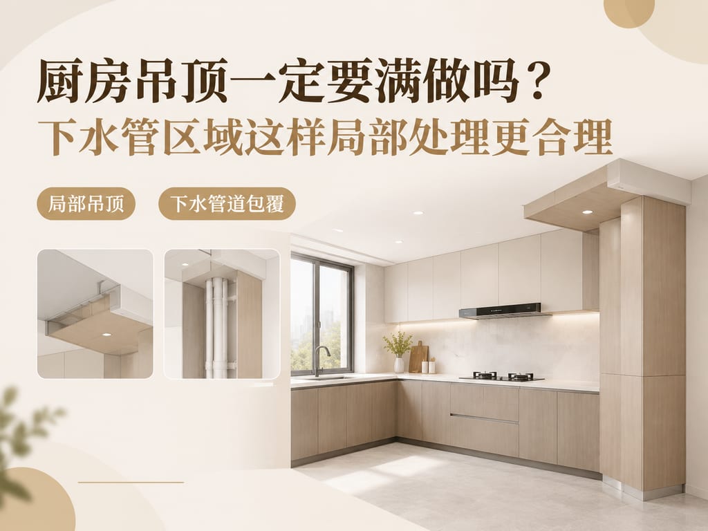 厨房吊顶一定要满做吗?下水管区域这样局部处理更合理