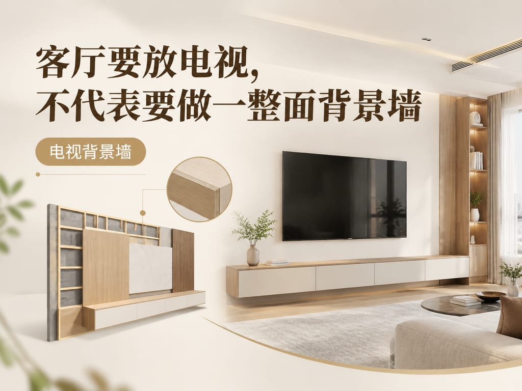 客厅要放电视,不代表要做一整面背景墙
