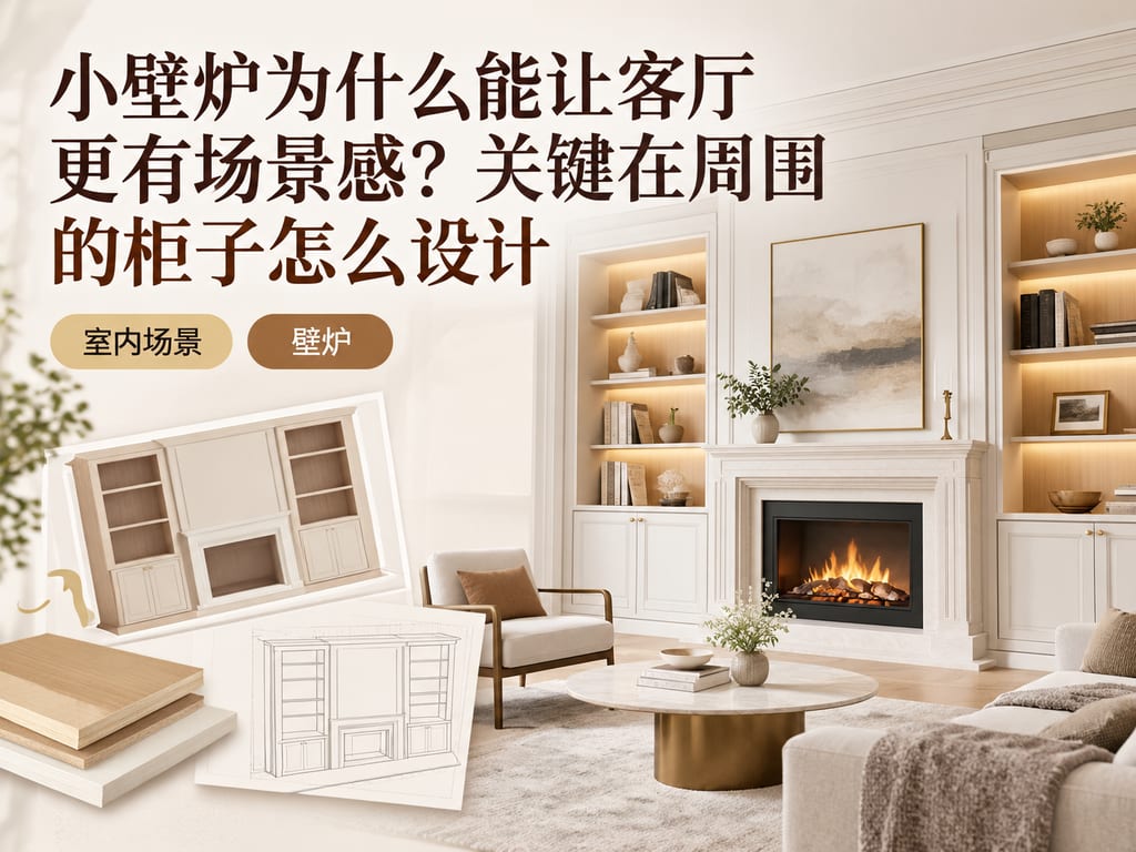 小壁炉为什么能让客厅更有场景感?关键在周围的柜子怎么设计