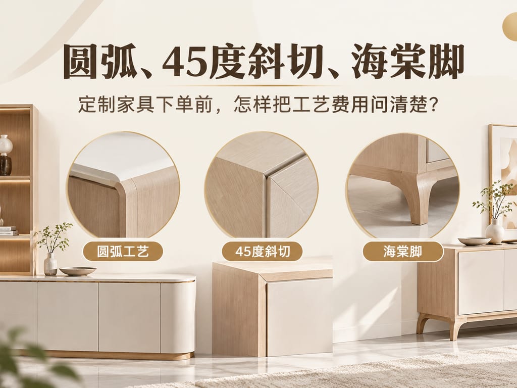 圆弧、45度斜切、海棠脚:定制家具下单前,怎样把工艺费用问清楚?
